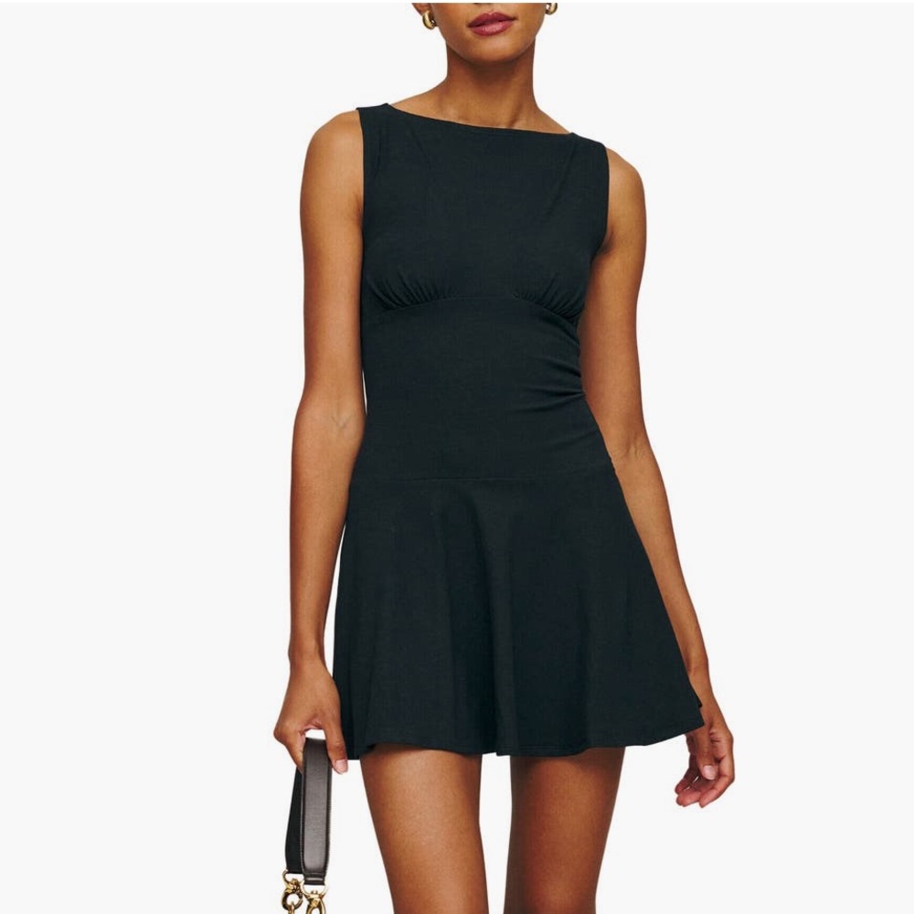 Reformation Sleeveless Black Mayve Skater Minidress